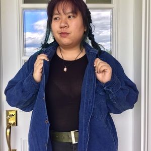 Oversized denim button up shirt